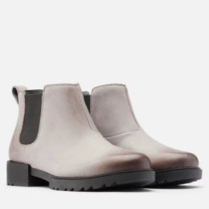 Sorel Emelie II Chelsea Quarry Black Bootie Ankle Boots Shoes Flats 6 NEW